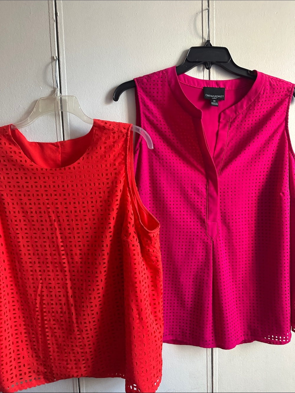 2 Cynthia Rowley Sleeveless Eyelet/cutout Blouses